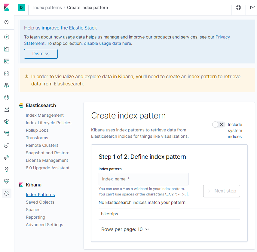 Create Index Pattern